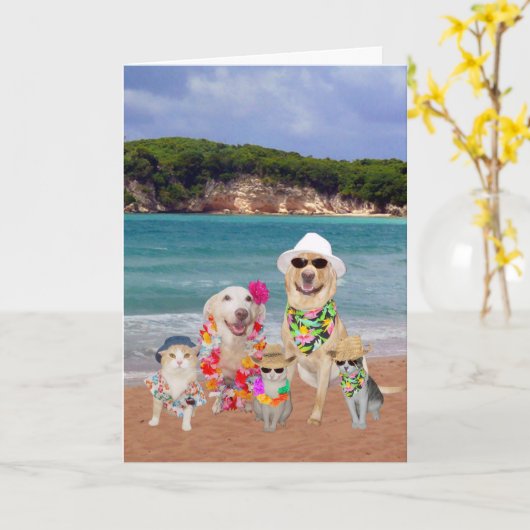 カスタマイズ可能な誕生日カードのハワイアン カード (黄色い花)