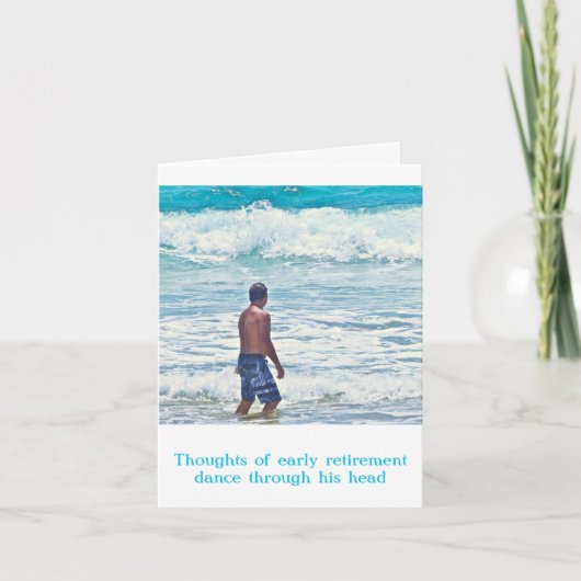 カスタマイズ可能な誕生日カード/ユーモア/マン歩くビーチ カード (正面)