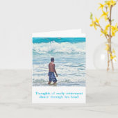 カスタマイズ可能な誕生日カード/ユーモア/マン歩くビーチ カード (黄色い花)