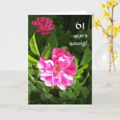 カスタマイズ可能な誕生日カード – 明るいピンクのバラ カード (黄色い花)