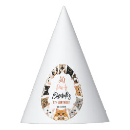 カスタマイズ可能な誕生日キッズの5歳の誕生日おめでとう Let's Pawty Cat パーティーハット