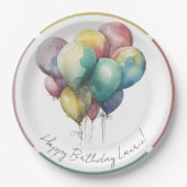 カスタマイズ可能な誕生日プレート、ハッピーバースデー ペーパープレート (正面)