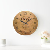 カスタマイズ可能な誕生日モノグラム銅金属 ラージ壁時計 (ホーム)