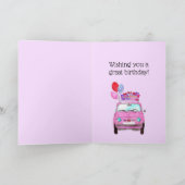 カスタマイズ可能な誕生日レトロ500水色カード カード (内部)