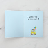 カスタマイズ可能な誕生日レトロ500水色カード カード (内部)