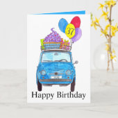 カスタマイズ可能な誕生日レトロ500水色 カード (黄色い花)