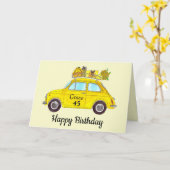 カスタマイズ可能な誕生日レトロFiat 500 カード (黄色い花)
