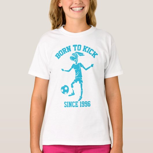 カスタマイズ可能な誕生日女性サッカーティー Tシャツ (正面)