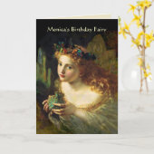 カスタマイズ可能な誕生日妖精 カード (黄色い花)