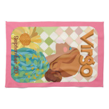 カスタマイズ可能な誕生日《星座》乙女座〔占星術の〕十二宮図ティータオル