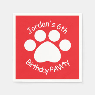 カスタマイズ可能な誕生日PAWty – 赤 スタンダードカクテルナプキン