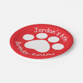 カスタマイズ可能な誕生日PAWty -赤 ペーパープレート (アングル)