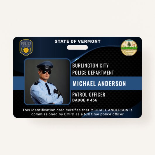 カスタマイズ可能な警察官の法執行ID バッジ (正面)