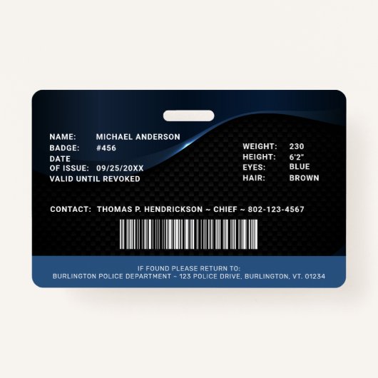 カスタマイズ可能な警察官の法執行ID バッジ (裏面)