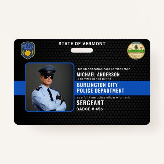 カスタマイズ可能な警察官の法執行ID バッジ (正面)