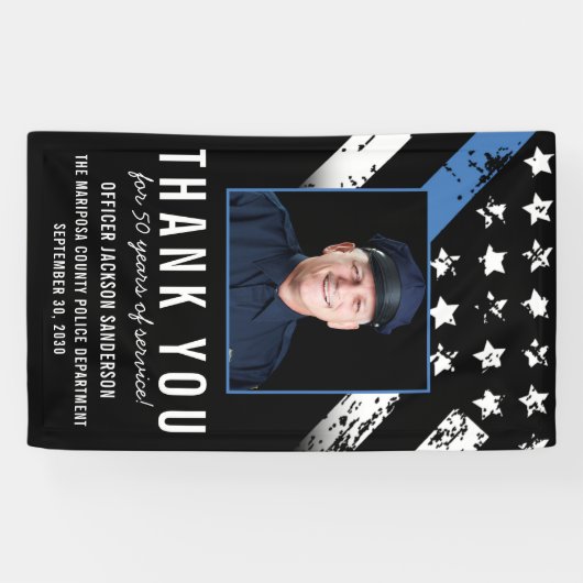 カスタマイズ可能な警察退職パーティー写真 横断幕 (横)