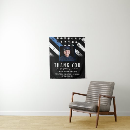 カスタマイズ可能な警察退職写真パーティー歓迎 タペストリー (インサイチュ)