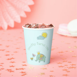 カスタマイズ可能な象と蝶の誕生日 紙コップ
