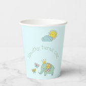 カスタマイズ可能な象と蝶の誕生日 紙コップ (裏面)