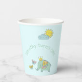 カスタマイズ可能な象と蝶の誕生日 紙コップ (正面)