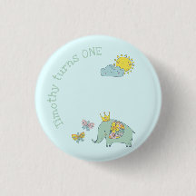 カスタマイズ可能な象と蝶の誕生日