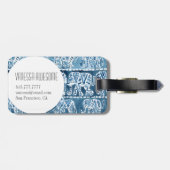 カスタマイズ可能な象のサファリのBohoの種族のインディゴ ラゲッジタグ (裏面横)