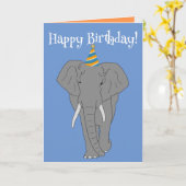 カスタマイズ可能な象の誕生日 カード (黄色い花)