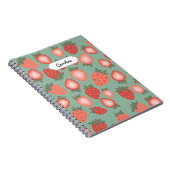 カスタマイズ可能な赤いちごシームレスなパターン ノートブック (右側)