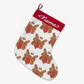 カスタマイズ可能な赤いガーディアンエンジェルストッキング ラージクリスマスストッキング (正面 (吊り時))