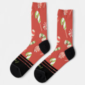 カスタマイズ可能な赤いクリスマスキャンディ ソックス (左)