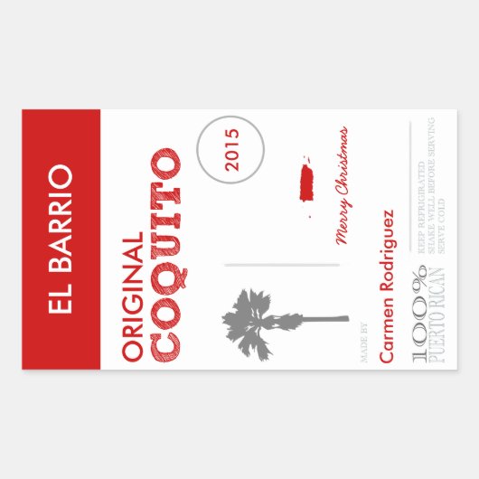 カスタマイズ可能な赤いプエルトリコのCoquito 長方形シール (正面)