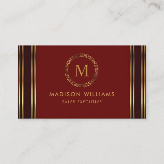 カスタマイズ可能な赤いマルーン金ゴールドプロフェッショナル 名刺 (正面)