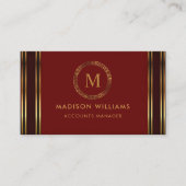 カスタマイズ可能な赤いマルーン金ゴールドプロフェッショナル 名刺 (正面)