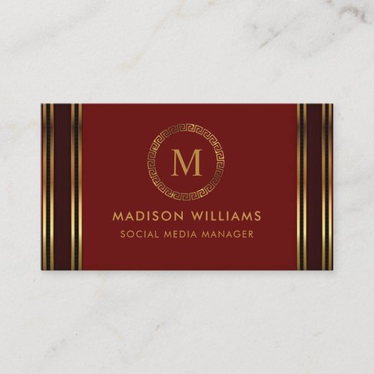カスタマイズ可能な赤いマルーン金ゴールドプロフェッショナル 名刺 (正面)