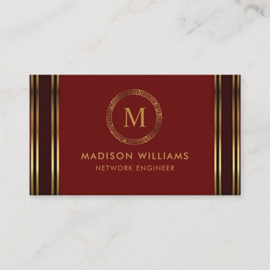カスタマイズ可能な赤いマルーン金ゴールドプロフェッショナル 名刺 (正面)