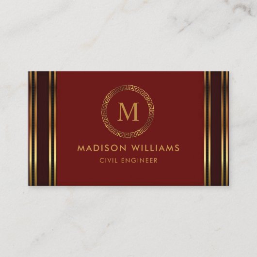カスタマイズ可能な赤いマルーン金ゴールドプロフェッショナル 名刺 (正面)