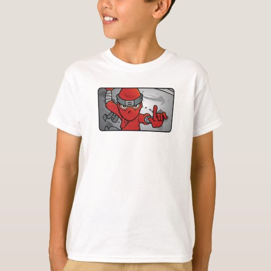 カスタマイズ可能な赤い忍者デザイン Tシャツ (正面)