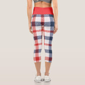 カスタマイズ可能な赤い白と青のハイウェストのカプリス カプリレギンス (裏面)