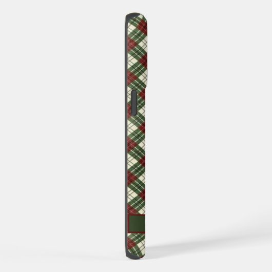 カスタマイズ可能な赤い緑の白市松模様にいパターン iPhoneケース (右側面)