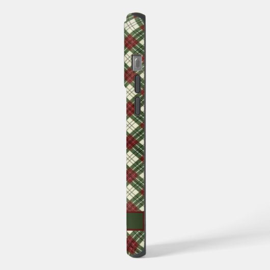 カスタマイズ可能な赤い緑の白市松模様にいパターン iPhoneケース (左側面)
