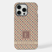 カスタマイズ可能な赤い緑の茶色のベージュ市松模様に iPhoneケース (裏面)