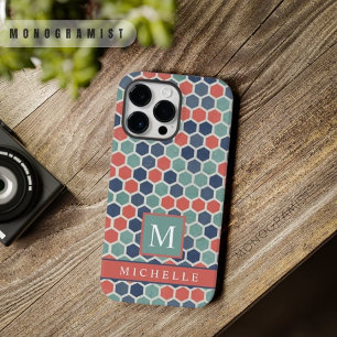 カスタマイズ可能な赤い青の緑の六角形ジオメトリ Case-Mate iPhone 14 PRO MAXケース