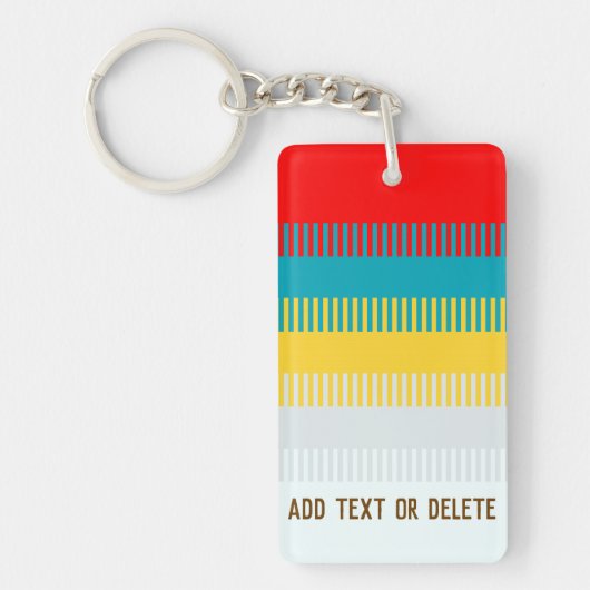 カスタマイズ可能な赤い青の黄色の白いグレーのストライプ キーホルダー (正面)