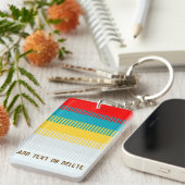 カスタマイズ可能な赤い青の黄色の白いグレーのストライプ キーホルダー (正面右)