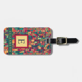 カスタマイズ可能な赤い黄色の緑のシェイプ幾何学的 ラゲッジタグ (正面横)