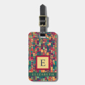 カスタマイズ可能な赤い黄色の緑のシェイプ幾何学的 ラゲッジタグ (正面縦)