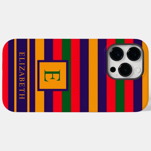 カスタマイズ可能な赤い黄色の緑のストライプ Case-Mate iPhoneケース (裏面 (横))