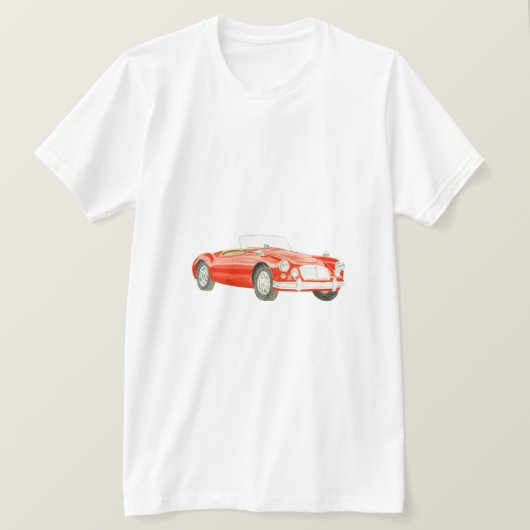 カスタマイズ可能な赤いMGAクラシックな車のTシャツの芸術 Tシャツ (デザイン正面)