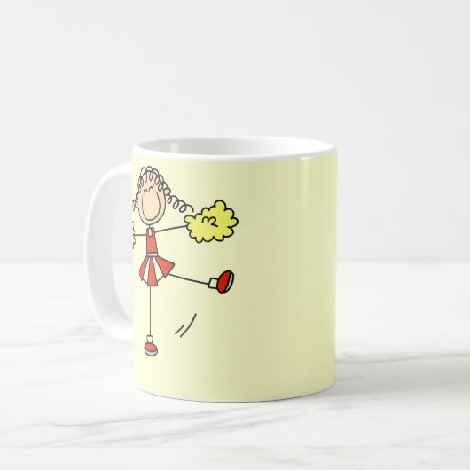 カスタマイズ可能な赤および金ゴールドのチアリーダーのマグ コーヒーマグカップ (正面左)