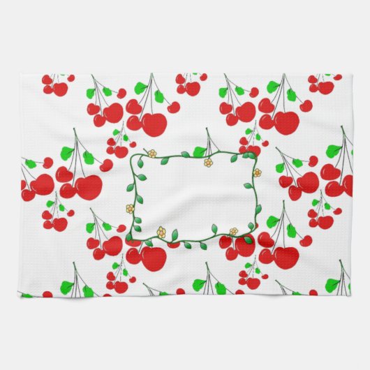 カスタマイズ可能な赤さくらんぼパターンアクセサリーLeahG キッチンタオル (横)